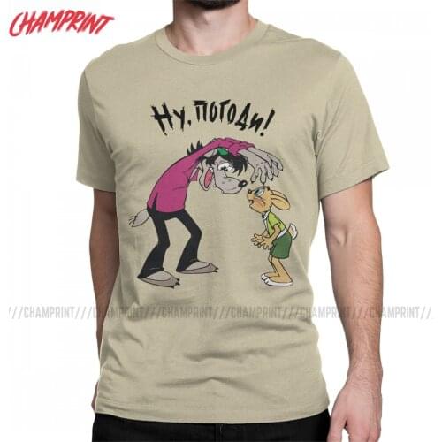 Nu Pogodi Wolf And Rabbit T Shirts Mens 100% Cotton Fun T-Shirt O Neck Russian Tees Short Sleeve Clothing Printing