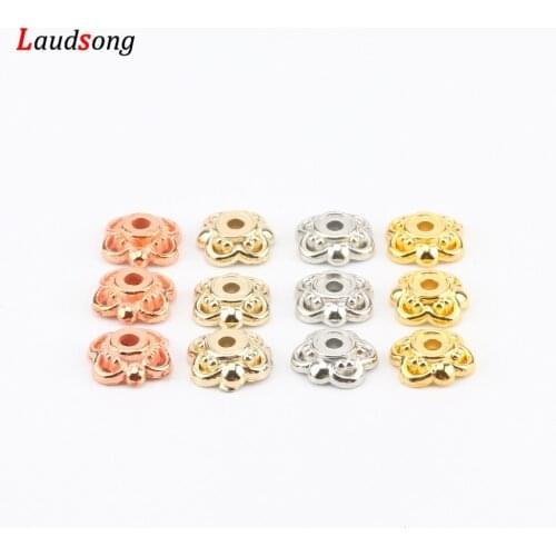 200Pcs 9mm Rose Gold Rhodium Acrylic Spacer Flower Bead Caps For Jewelry Making Diy End Caps Jewelry Findings Accessories