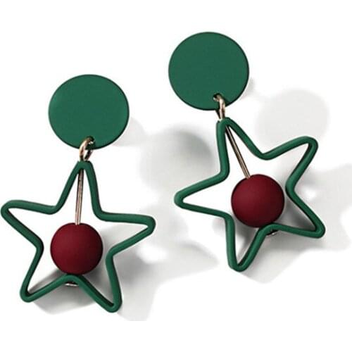 Korean temperament five-pointed star earrings suitable for girls earrings personality short earrings star ear jewelry