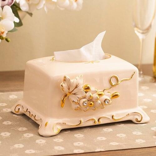 Tissue box napkin holder tissue holder Creative European Style Fashion Retro Pastoral Lovely Simple Ceramic Grape Towel Boxes
