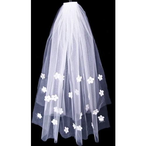 GBCNYIER Flower short veil bridal wedding veil wedding accessories 2 layer I