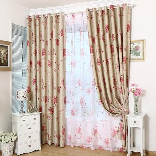 Beautiful Printed Red Floral Blackout Window Curtains for Living Room Bedroom Kitchen Home Decorative Blinds Finished Drapes