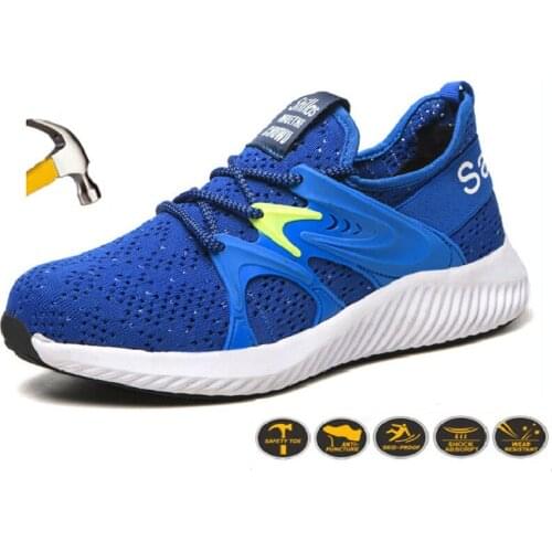 Breathable Unisex Work Safety Shoes Women Steel Toe Shoes Mens Anti-smash Anti-puncture Work Shoes Lightweight Summer Sneakers