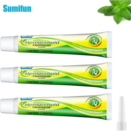 Sumifun 3Pcs Hemorrhoids Ointment Includ Tubes Treatment Internal External Hemorrhoids Anal Fissure Herbal Medical Plaster D3827
