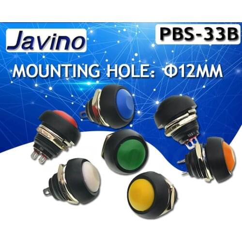 Mini 2Pin Switch 12mm 1A waterproof switch pbs33b 12v momentary Push button Switch reset Non-locking pbs-33b