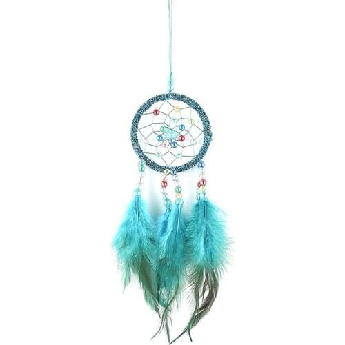 Mini Dream Catcher, Feather Dream Catcher, Soft and Cute Room Pendant, Car Interior Rearview Mirror Pendant(Blue,1 PCS)