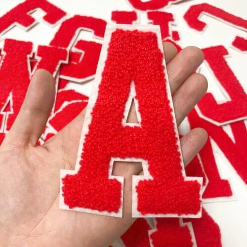 Large White Letters Chenille Embroidered Iron On Patch Applique Diy Name Badge Alphabet Patches For Kid Clothing Bag Accessories