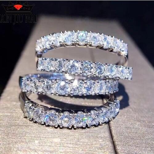 2020 new luxury royal shiny white zircon ring female engagement wedding shiny diamond ring high-end party jewelry fashion women