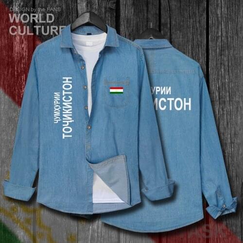 Tajikistan Tajik TJ Men Flags Clothes Autumn Cotton Long Sleeve Cowboy Casual Coat Fashion Turn-down Collar Jeans Shirt Tops new