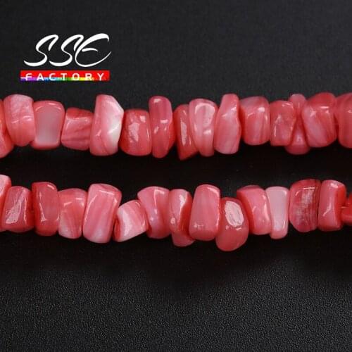 Wholesale Natural Stone irregular Pink Shell Beads Smooth Loose Spacer Beads For Jewelry Making DIY Bracelet Necklace 15" Strand