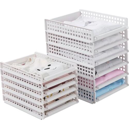 Plastic Drawers Organizer for Clothes Closet Wardrobe Stackable Home Storage Box Space Separation Tool Closet Dividers Basket