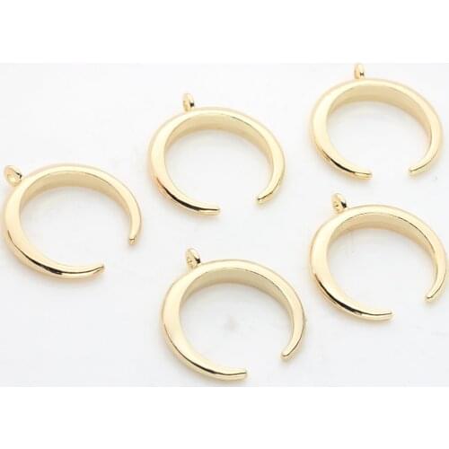 6pcs/lot 22mm Zinc Alloy Charms Pendant Golden Moon Shape Charms Pendant For DIY Fashion Jewelry Making Finding Accessories