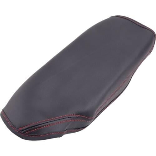 Beler Durable Car Center Console Armrest Lid Cover Trim Fit for BMW F30 2014-2016 2017 2018 Black with Red Stitching Leather