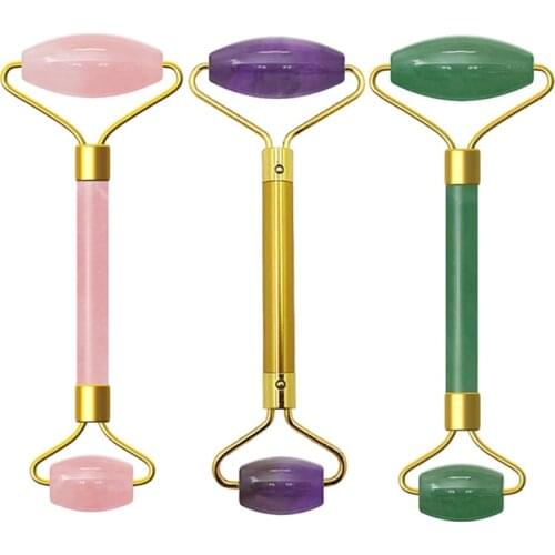 Natural Stone Rose Quartz Roller Slimming Face Massager Lifting Tool Amethyst Jade Roller Stone Face Roller Skin Beauty Care