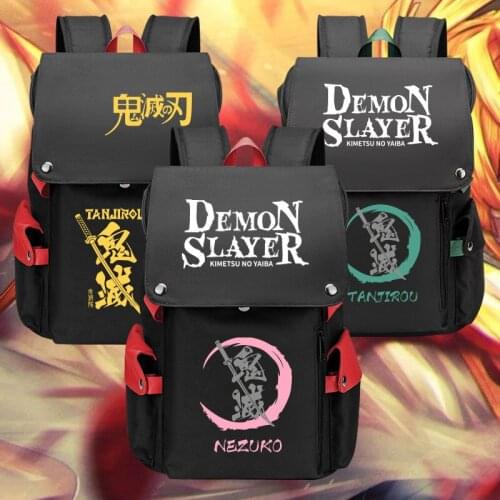 Anime Demon Slayer Kamado Tanjirou Nezuko Backpack Cosplay Boys Girls Schoolbag Computer Travel Casual Shoulder Bag Student Gift