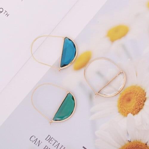 2pcs Transparent Glass Earrings Multicolor Trendy Geometric Lock Earrings Minimalist Jewelry Gifts for Women LXH