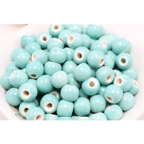Fresh blue porcelain beads Lake blue ceramic beads 6~10mm size of the entire 50 price DIY Bracelet beauty #1521