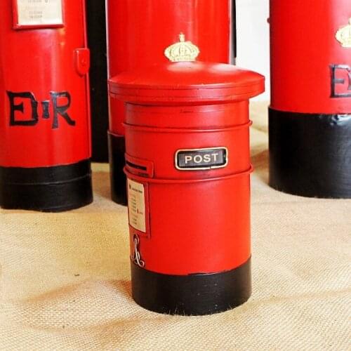 Vintage Iron Street Pillar-box Model Retro Metal Postbox Photo Shooting Props Home/Cafe/Pub/Bar Decor Birthday Gift Money Boxes