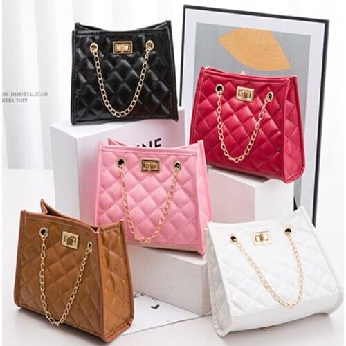 Women Color Chain Leather Handbag Messenger Simple Crossbody Tote Mini Shoulder Bags