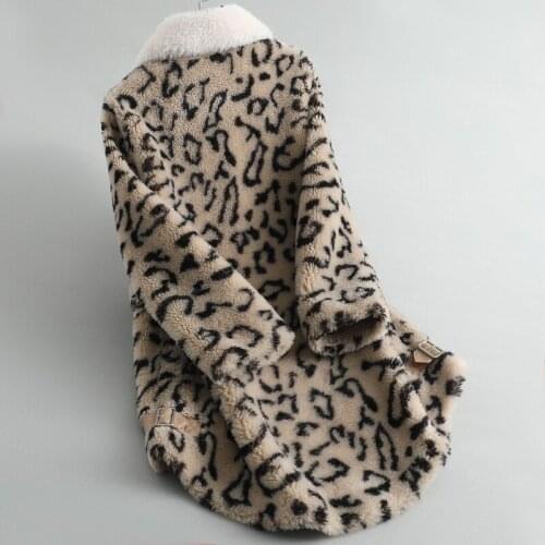 Winter 2020 Real Coat Jacket Korean Leopard 200% Wool Fur Coats and Jackets Women Clothes Manteau Femme Z080K KJ4882