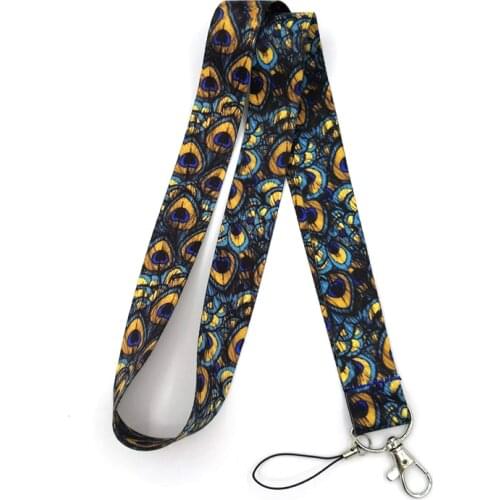 100pcs Peacock feathers vintage funny gifts 90s Neck Lanyard keychain Mobile Phone Strap Badge Holder KeyChain Keyring cosplay