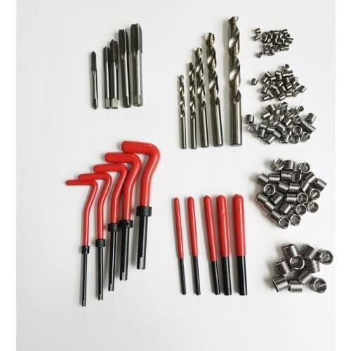 130pcs Car Pro Coil Drill Tool Metric Thread Repair Insert Kit M5M6M8M10M12for Helicoil Car Repair Tools Coarse Crowbar