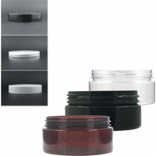 18pcs/Lot 80ml Amber/Clear Pet Jar With Black/Transparent Plastic Cap W/Pe Line , Jar,Cosmetic Jar,Plastic Container,Bottle