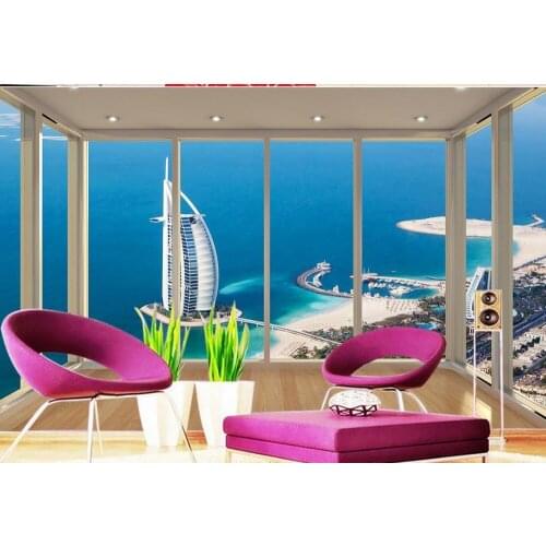 3d wallpaper for room Beautiful view of the Dubai Sailboat Hotel floorside balcony photo 3d wallpaper