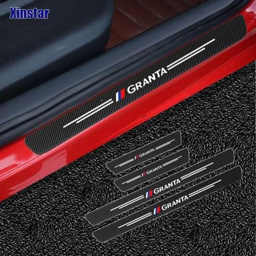 4PCS carbon fiber Car Scuff Plate Door Threshold Sill Stickers For Lada Granta