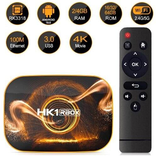 5pcs /lot HK1 R1 TV Box Android 10 4GB 64GB Rockchip RK3318 4K G0ogle Player 2GB 16GB 4GB RAM 32GB Set Top Box