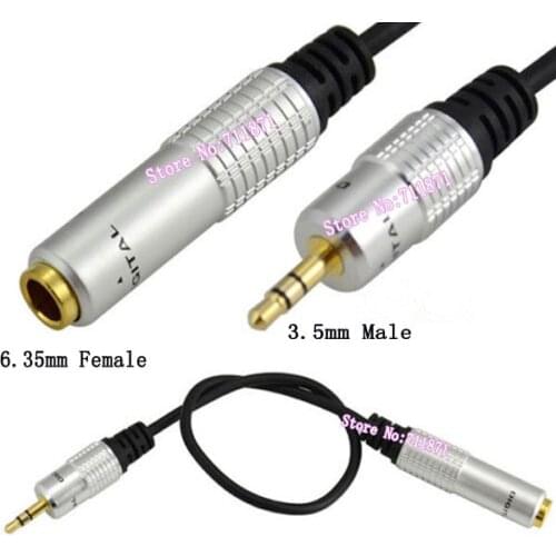 6.35mm Female 3.5mm Male Audio Cable 3.5mm Male Plug Jack to 6.35mm Female Stereo Hifi Mic Audio Extension Cable 3.5 6.35 Audio