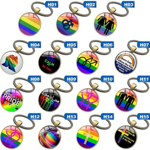Gay Pride Rainbow Flag Alloy Keychain Lesbian LGBT Pride Bright Color Glass Dome Key Chain High Quality Chaveiro Gay Gift
