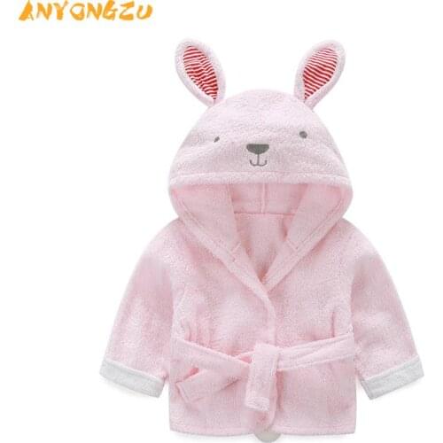 Anyongzu Spot Children Bathrobe Cotton Baby Cartoon Towel Nightgown Boys and girls 0 to 12 month baby Many design choices