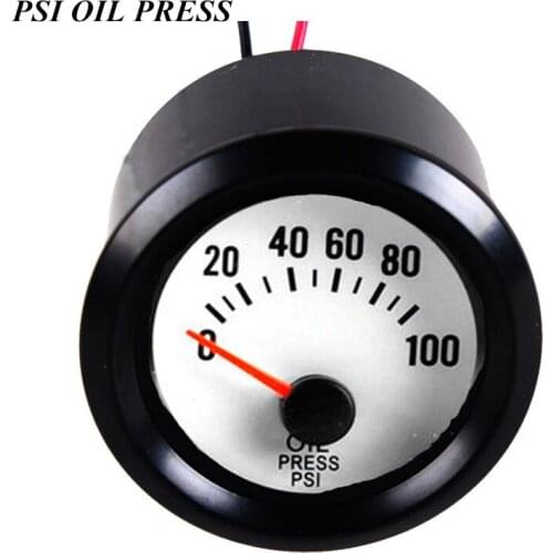 EE support 2" 52mm Blue LED Light Car Automobile Clock Black Shell White Screen Pointer Oil Pressure Gauge