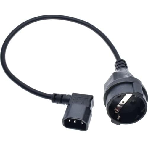 European Female Schuko Socket TO C14 turn right transfer extension power cable Length 45CM
