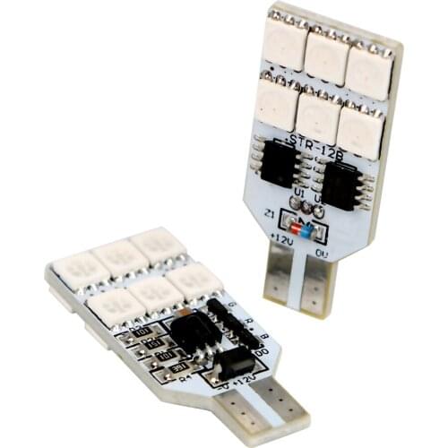 ITimo 2pcs Remote Control RGBW W5W T10 SMD 5050 LED Car Side Wedge Light Colorful Atmosphere Light Universal Dome Reading Lamp