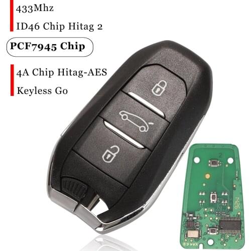 Jingyuqin 3 Buttons Remote Control Keyless Car Key For Peugeot 208 308 3008 508 5008 Citroen C4 DS4 DS5 433MHZ 4A/ID46Chip