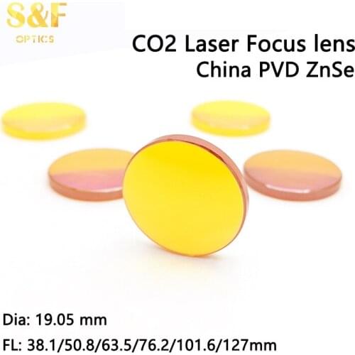 China Znse Meniscus CO2 Laser Focus Lens Dia. 19.05mm Focal Length 38.1 50.8 63.5 76.2 101.6 127mm For Laser Cutting Machine