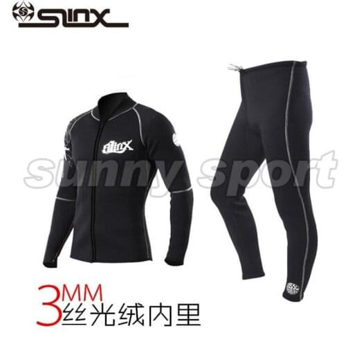 3 mm Jacket + pants wetsuit Suede split inside warm wet clothes diving suit diving trousers Long sleeve Black diving suit