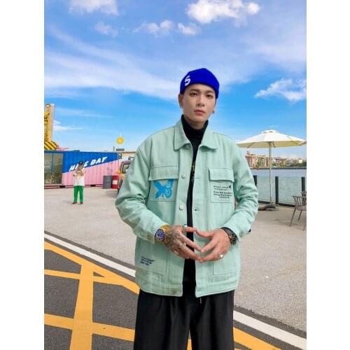 2021 Autumn and Winter New Fashion Brand Butterfly Denim Jacket For Men and Women Loose Hip-hop Personality Fried Street Jacket