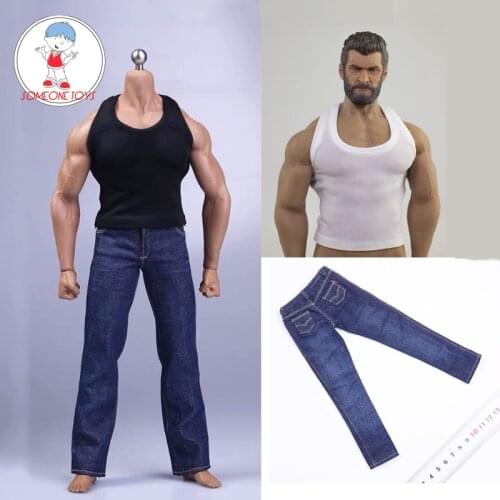 1/6 Scale Male Clothes Model Vest Black White Color Jeans Trousers For 12" PH M35 Strong Muscular Soldier Action Figure Accessor