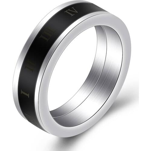 Male Female New Simple Ceramic Digital Rotation Creative Stainless Steel FashionTitanium Steel Ring