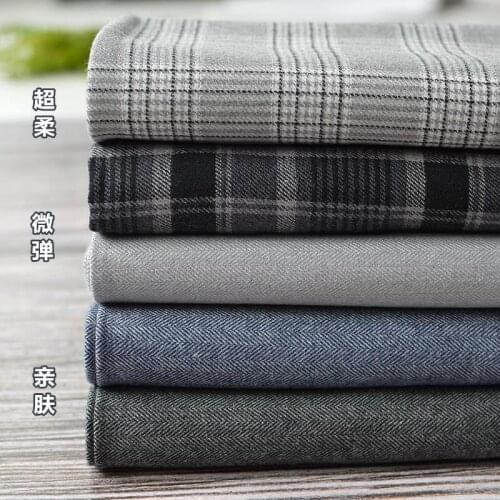Soft Check Plain Brushed Cotton Fabric For Garment, By The Meter, 1.35M Width