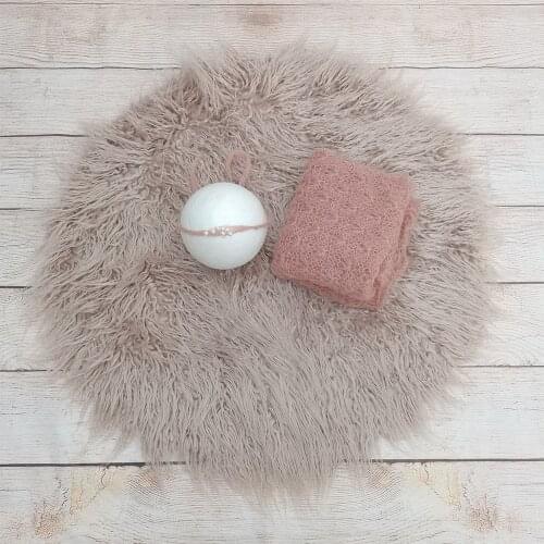 A Set 3PCS/Lot Soft Mongolia Long Pile Faux Fur Baby Blanket,Wrap, Infant Headband Newborn Photo Shoot Background Basket Filler