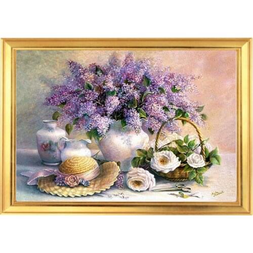 Golden Panno,Needlework,Embroidery,DIY Floral Painting,Cross stitch,kits,14ct Lavender home Cross-stitch,Sets For Embroidery