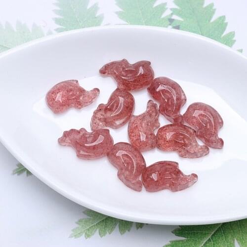 Natural beautiful strawberry crystal stone hand-carved cute dolphin Fashion for gifts