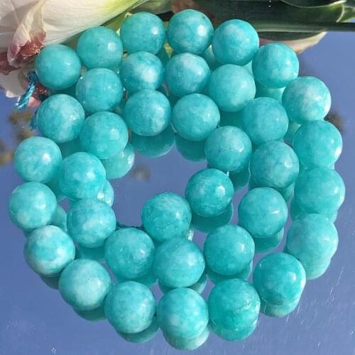 Natural Stone Faceted Blue Chalcedony Amazonite Color Jades Loose Spacer Beads For Jewelry Making DIY Bracelet Necklace 6/8/10MM