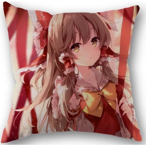 Hakurei Reimu Cushion Pillow Tent,Office,Home Cotton Linen Zippered Pillowcase Family Home Accessories Customizable One Side