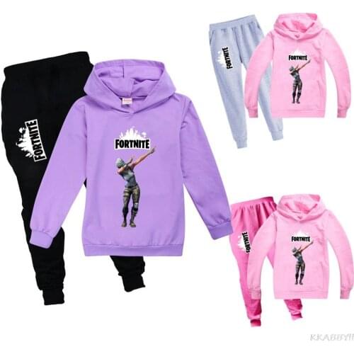 Fortnite New boys and girls pullovers childrens fashion hooded t-shirt suit childrens clothing christmas outfit