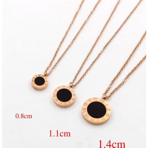 Roman Numerals Two Side Circle Round Pendant Necklace For Women Shell Jewelry Stainless Steel Love Short Necklaces Luxury K026-2